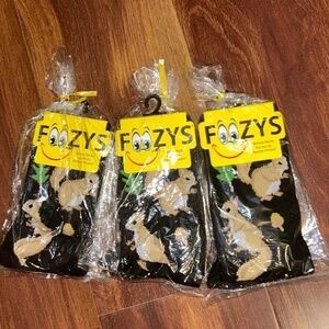 FOOZYS 3 pairs of  Squirrel Black Socks size 9-11